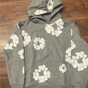 Gray Floral Hoodie